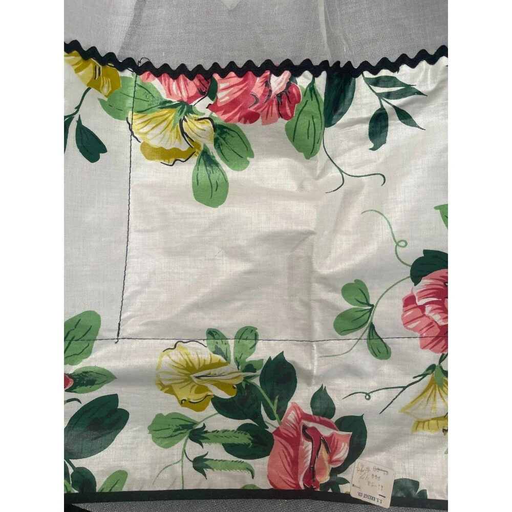 Vintage 50s Floral Apron 1950s Retro Brushed Cotton Kitchen NWT Kresege Co
